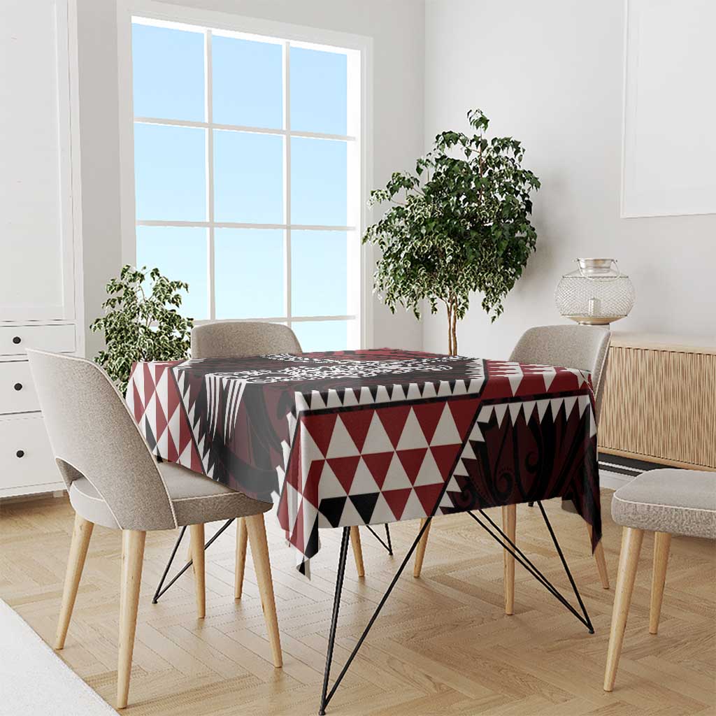Red Aotearoa Niho Taniwha Tablecloth Maori Mythology Tooth - Taniko Motifs LT14 - Polynesian Pride