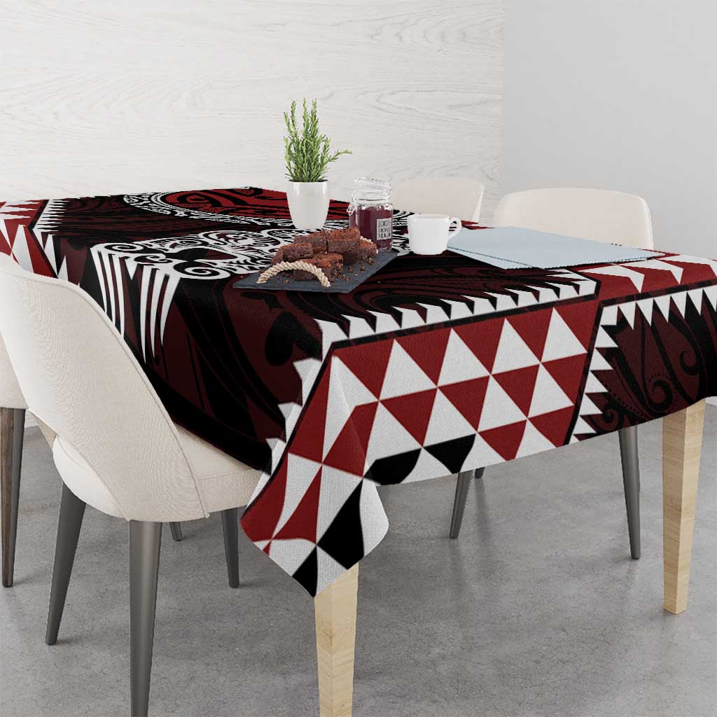 Red Aotearoa Niho Taniwha Tablecloth Maori Mythology Tooth - Taniko Motifs LT14 - Polynesian Pride