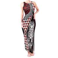 Red Aotearoa Niho Taniwha Tank Maxi Dress Maori Mythology Tooth - Taniko Motifs LT14 Women Red - Polynesian Pride