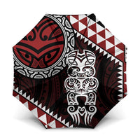 Red Aotearoa Niho Taniwha Umbrella Maori Mythology Tooth - Taniko Motifs - Polynesian Pride