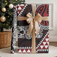 Red Aotearoa Niho Taniwha Wrapping Paper Maori Mythology Tooth - Taniko Motifs - Polynesian Pride