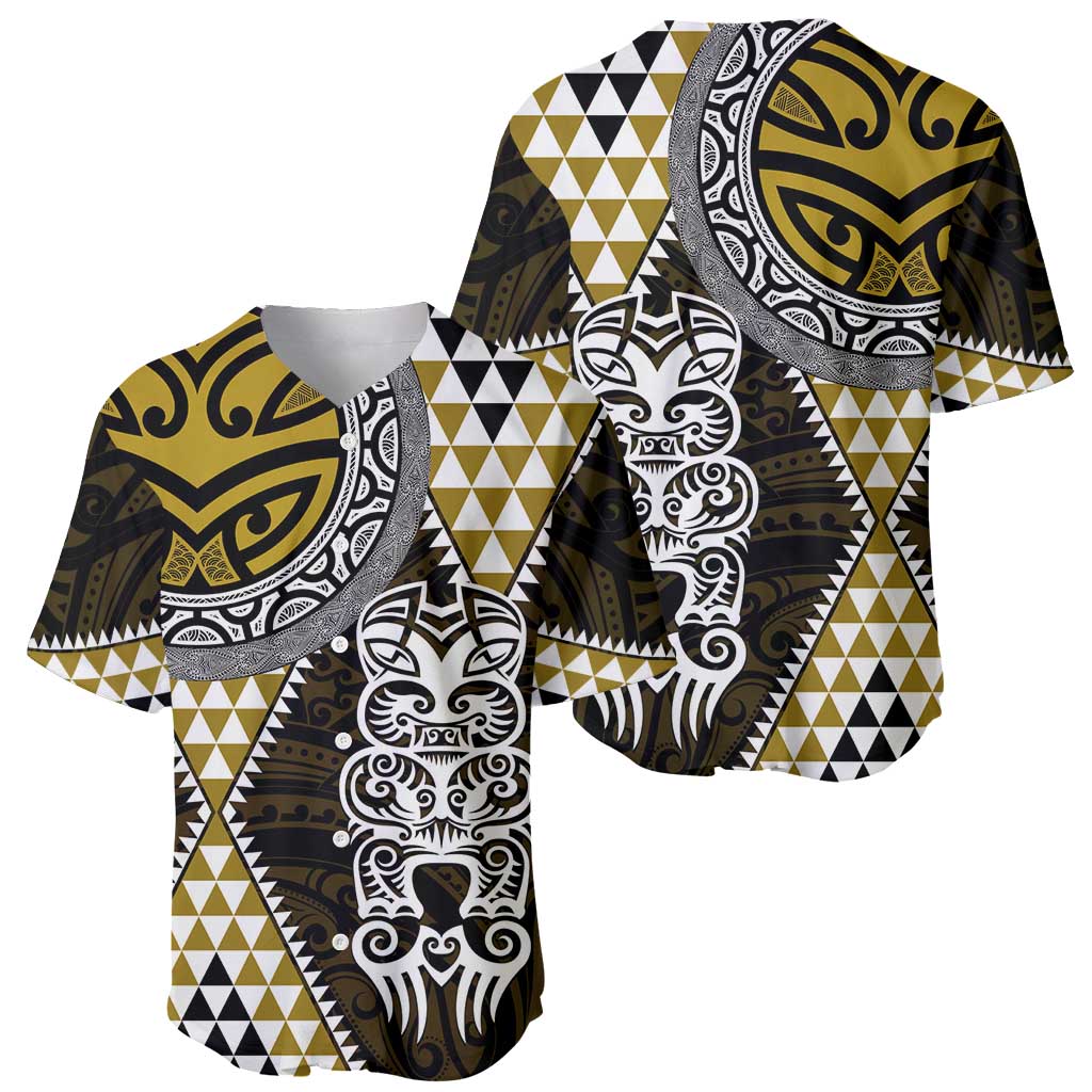 Yellow Aotearoa Niho Taniwha Baseball Jersey Maori Mythology Tooth - Taniko Motifs