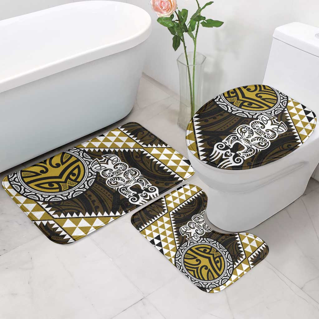 Yellow Aotearoa Niho Taniwha Bathroom Set Maori Mythology Tooth - Taniko Motifs - Polynesian Pride
