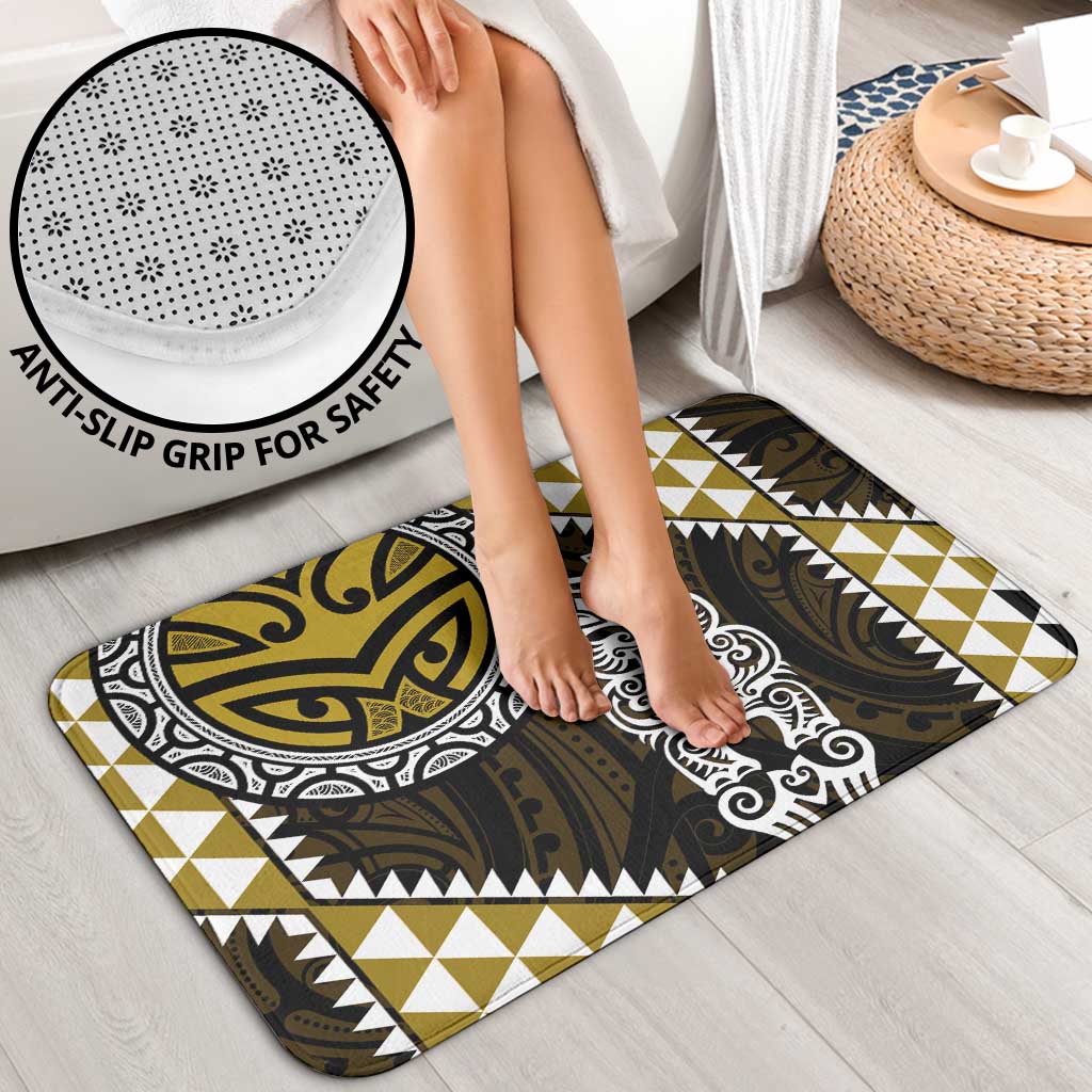 Yellow Aotearoa Niho Taniwha Bathroom Set Maori Mythology Tooth - Taniko Motifs - Polynesian Pride