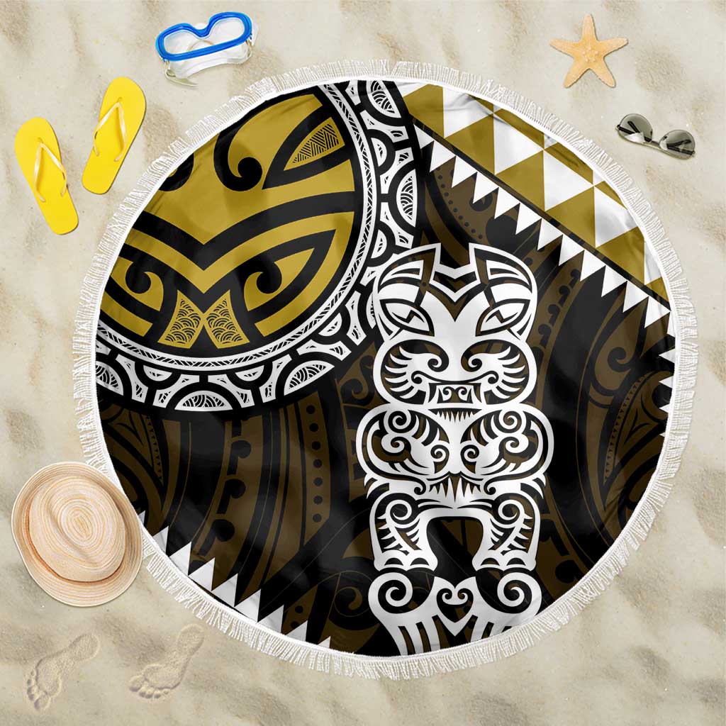 Yellow Aotearoa Niho Taniwha Beach Blanket Maori Mythology Tooth - Taniko Motifs LT14 One Size 150cm Yellow - Polynesian Pride