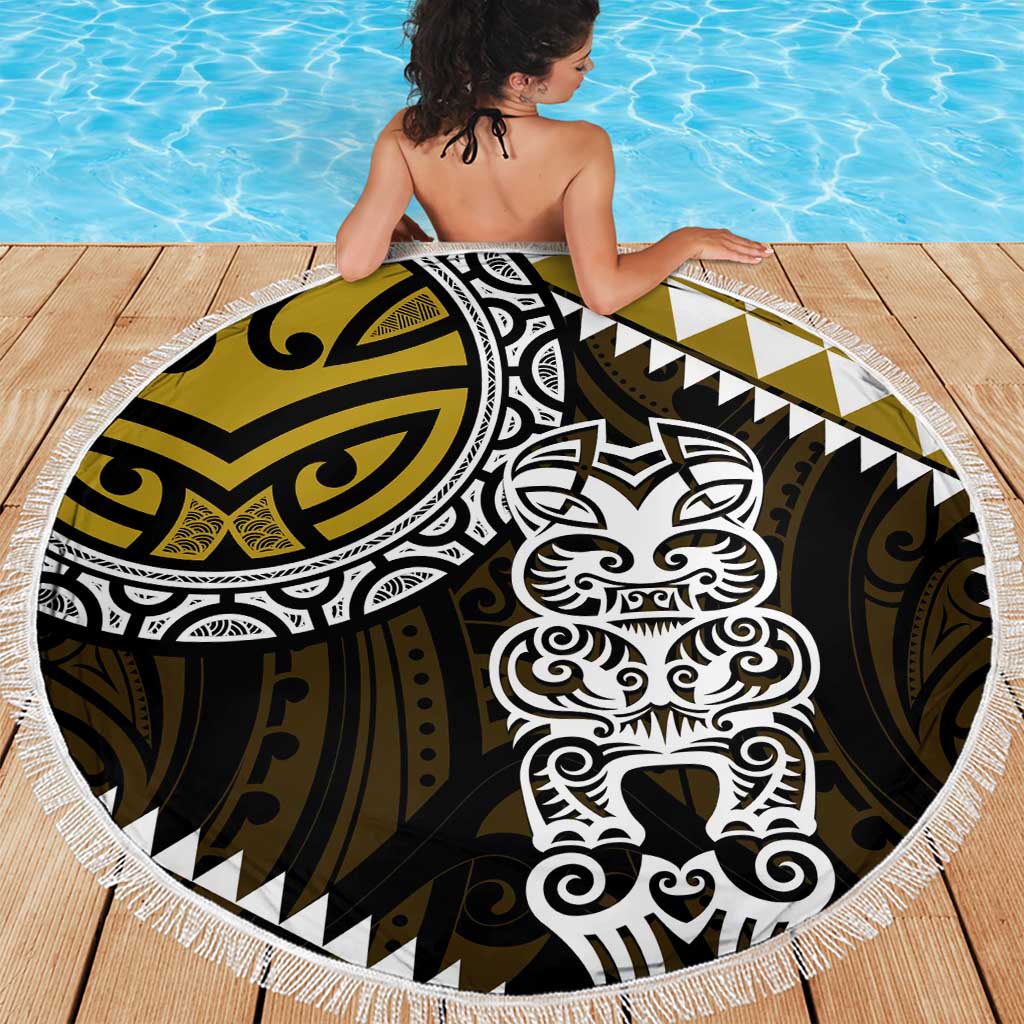 Yellow Aotearoa Niho Taniwha Beach Blanket Maori Mythology Tooth - Taniko Motifs LT14 - Polynesian Pride