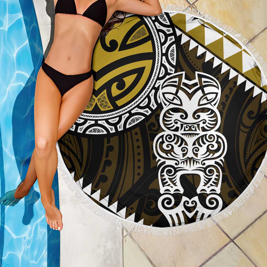 Yellow Aotearoa Niho Taniwha Beach Blanket Maori Mythology Tooth - Taniko Motifs LT14 - Polynesian Pride