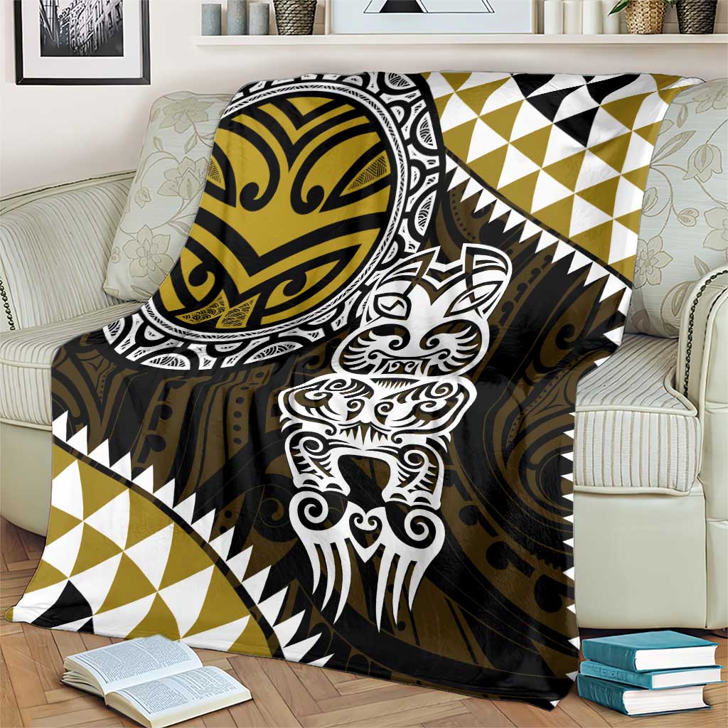 Yellow Aotearoa Niho Taniwha Blanket Maori Mythology Tooth - Taniko Motifs LT14 - Polynesian Pride