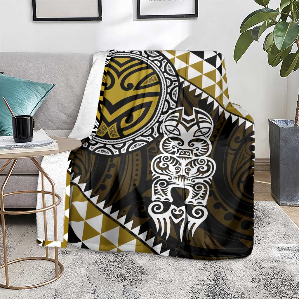 Yellow Aotearoa Niho Taniwha Blanket Maori Mythology Tooth - Taniko Motifs LT14 - Polynesian Pride