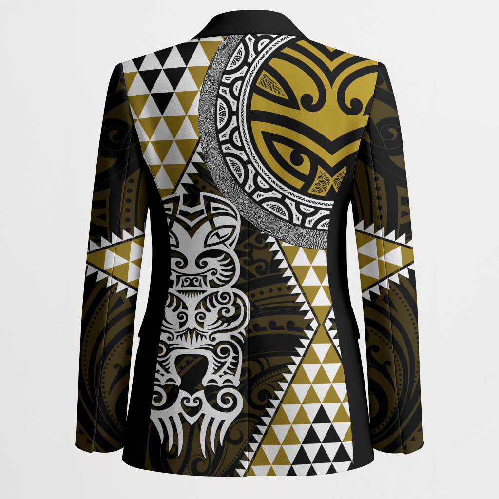 Yellow Aotearoa Niho Taniwha Blazer Maori Mythology Tooth - Taniko Motifs - Polynesian Pride