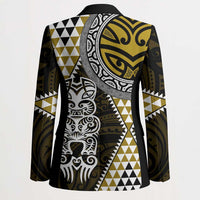 Yellow Aotearoa Niho Taniwha Blazer Maori Mythology Tooth - Taniko Motifs - Polynesian Pride