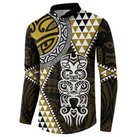 Yellow Aotearoa Niho Taniwha Button Sweatshirt Maori Mythology Tooth - Taniko Motifs LT14 - Polynesian Pride