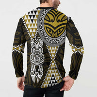 Yellow Aotearoa Niho Taniwha Button Sweatshirt Maori Mythology Tooth - Taniko Motifs LT14 - Polynesian Pride
