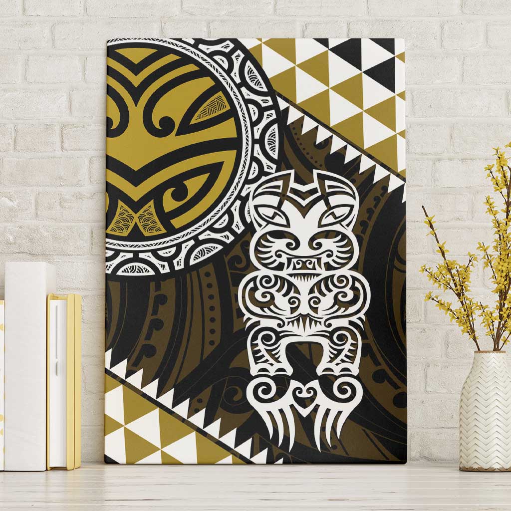 Yellow Aotearoa Niho Taniwha Canvas Wall Art Maori Mythology Tooth - Taniko Motifs LT14 Without Frame Yellow - Polynesian Pride