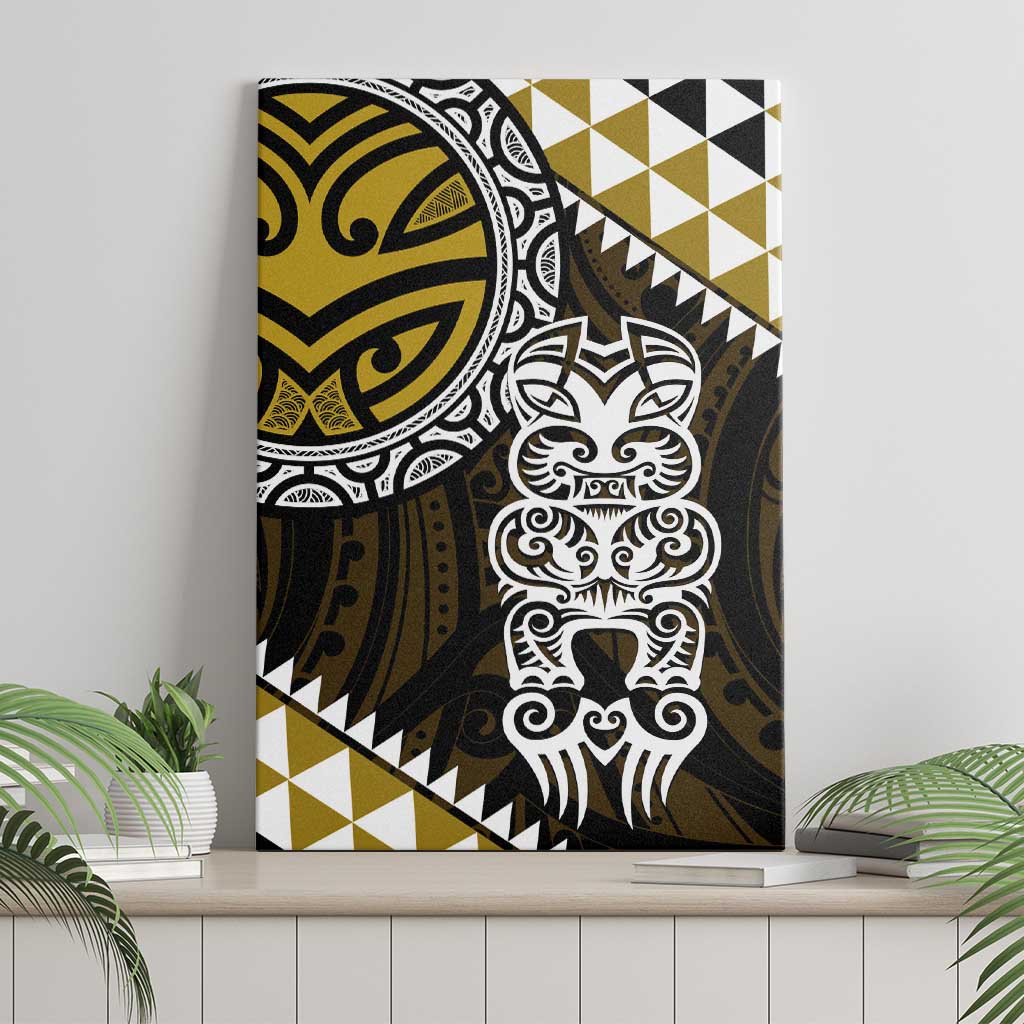 Yellow Aotearoa Niho Taniwha Canvas Wall Art Maori Mythology Tooth - Taniko Motifs LT14 - Polynesian Pride