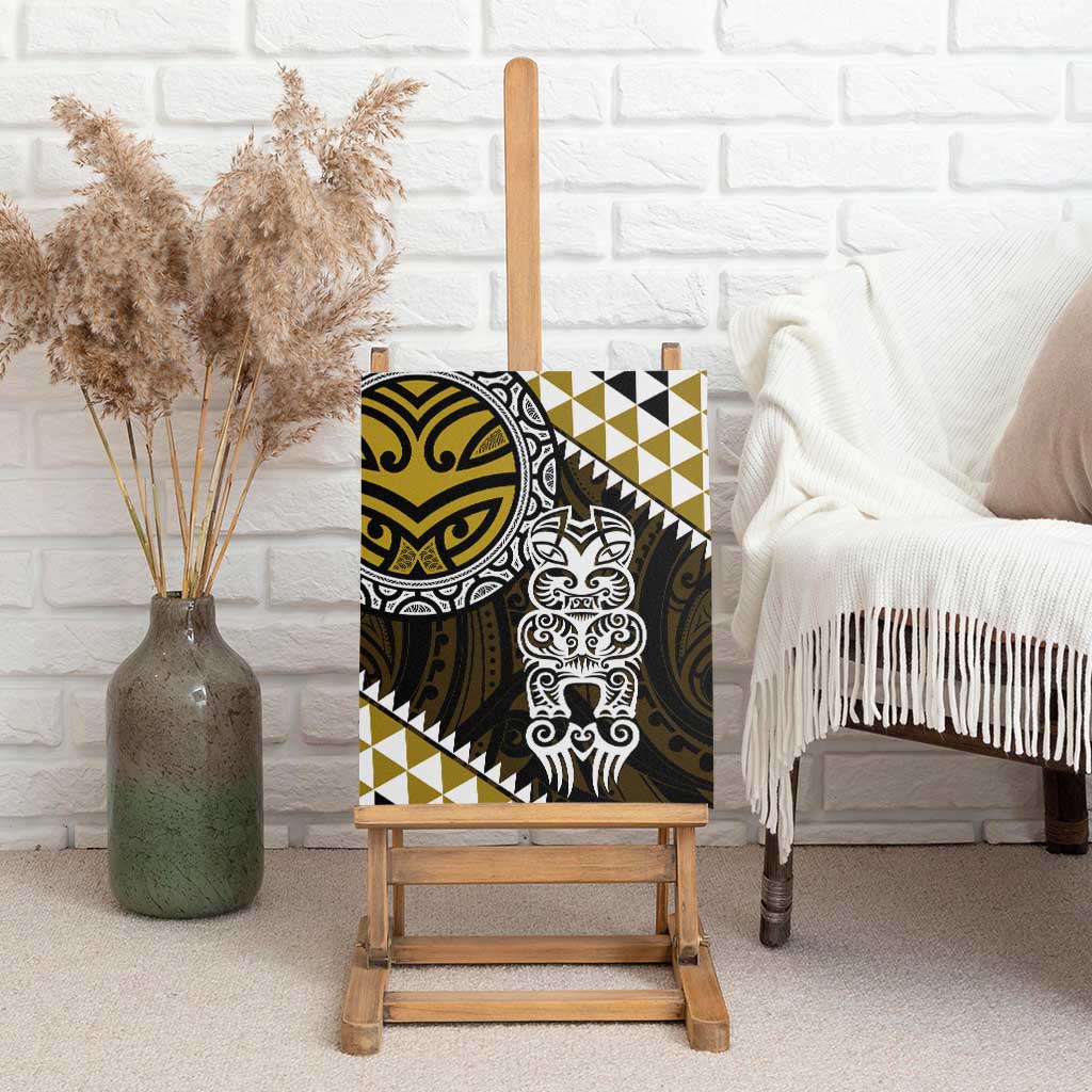 Yellow Aotearoa Niho Taniwha Canvas Wall Art Maori Mythology Tooth - Taniko Motifs LT14 - Polynesian Pride