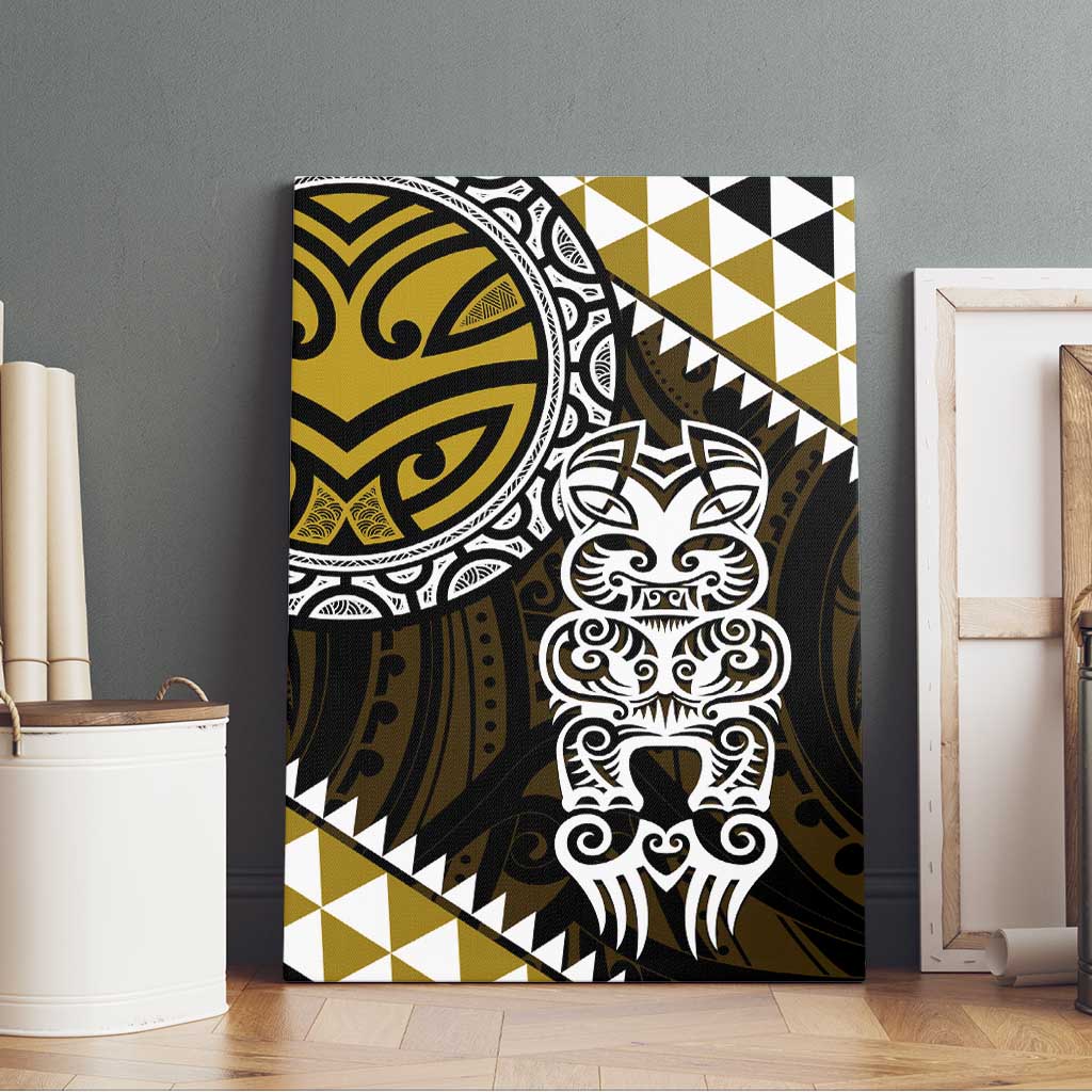 Yellow Aotearoa Niho Taniwha Canvas Wall Art Maori Mythology Tooth - Taniko Motifs LT14 - Polynesian Pride