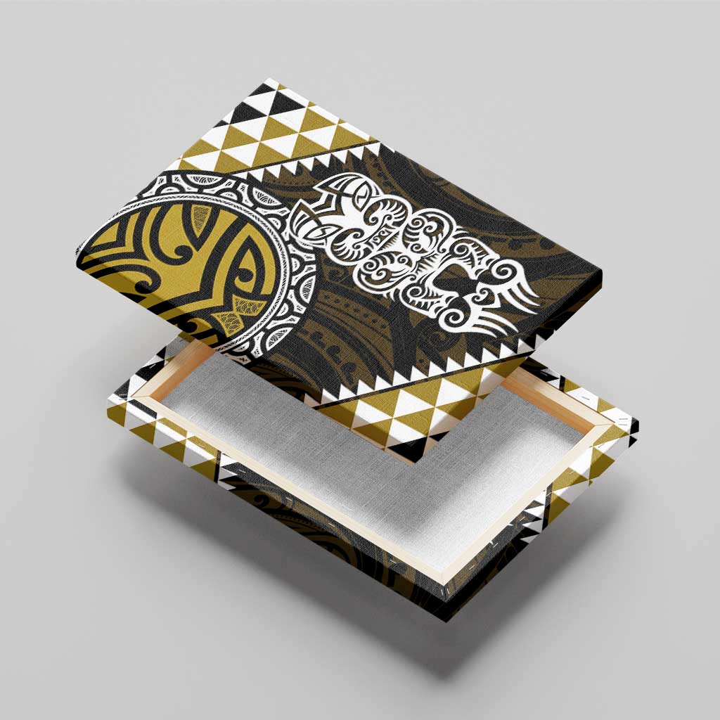 Yellow Aotearoa Niho Taniwha Canvas Wall Art Maori Mythology Tooth - Taniko Motifs LT14 - Polynesian Pride