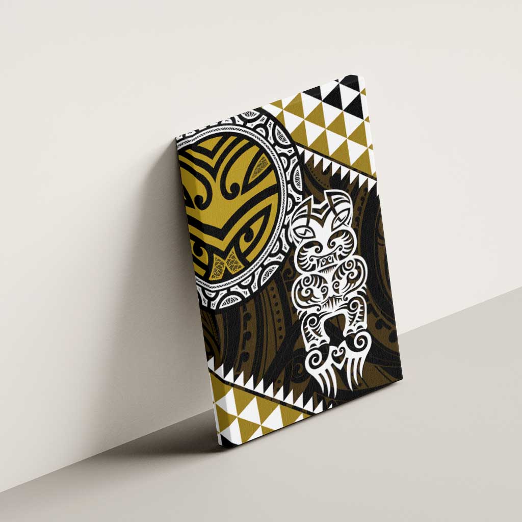 Yellow Aotearoa Niho Taniwha Canvas Wall Art Maori Mythology Tooth - Taniko Motifs LT14 - Polynesian Pride