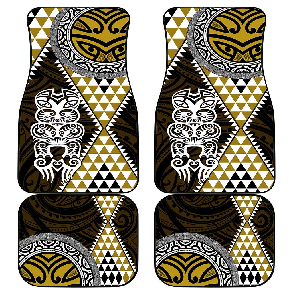 Yellow Aotearoa Niho Taniwha Car Mats Maori Mythology Tooth - Taniko Motifs LT14 - Polynesian Pride