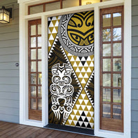 Yellow Aotearoa Niho Taniwha Door Cover Maori Mythology Tooth - Taniko Motifs - Polynesian Pride