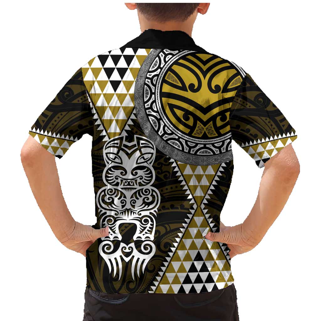Yellow Aotearoa Niho Taniwha Family Matching Mermaid Dress and Hawaiian Shirt Maori Mythology Tooth - Taniko Motifs