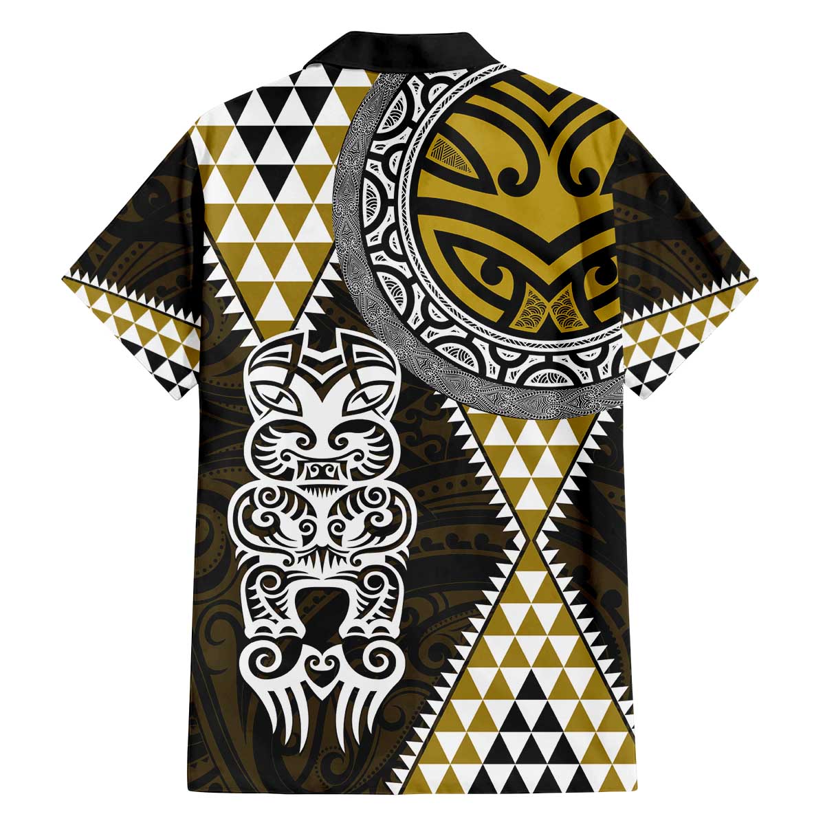 Yellow Aotearoa Niho Taniwha Family Matching Off The Shoulder Long Sleeve Dress and Hawaiian Shirt Maori Mythology Tooth - Taniko Motifs
