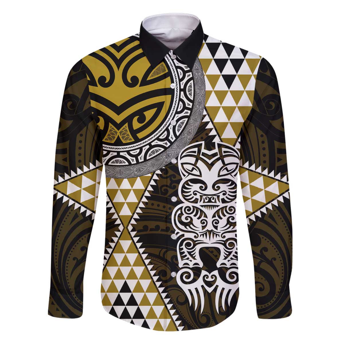 Yellow Aotearoa Niho Taniwha Family Matching Off The Shoulder Long Sleeve Dress and Hawaiian Shirt Maori Mythology Tooth - Taniko Motifs