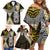 Yellow Aotearoa Niho Taniwha Family Matching Off Shoulder Short Dress and Hawaiian Shirt Maori Mythology Tooth - Taniko Motifs