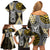 Yellow Aotearoa Niho Taniwha Family Matching Off Shoulder Short Dress and Hawaiian Shirt Maori Mythology Tooth - Taniko Motifs