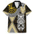 Yellow Aotearoa Niho Taniwha Family Matching Off Shoulder Short Dress and Hawaiian Shirt Maori Mythology Tooth - Taniko Motifs