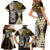 Yellow Aotearoa Niho Taniwha Family Matching Short Sleeve Bodycon Dress and Hawaiian Shirt Maori Mythology Tooth - Taniko Motifs