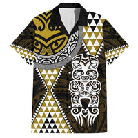 Yellow Aotearoa Niho Taniwha Family Matching Summer Maxi Dress and Hawaiian Shirt Maori Mythology Tooth - Taniko Motifs