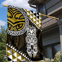 Yellow Aotearoa Niho Taniwha Garden Flag Maori Mythology Tooth - Taniko Motifs LT14 - Polynesian Pride