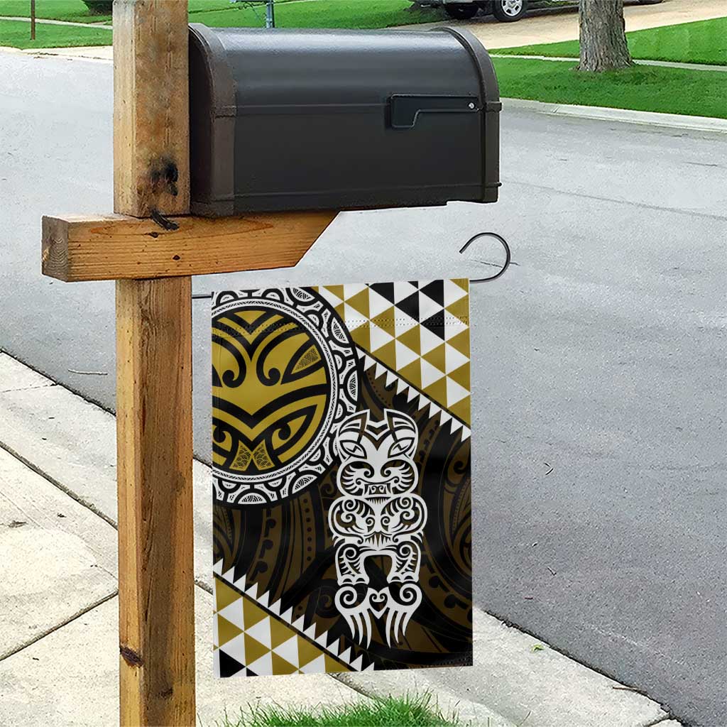 Yellow Aotearoa Niho Taniwha Garden Flag Maori Mythology Tooth - Taniko Motifs LT14 - Polynesian Pride