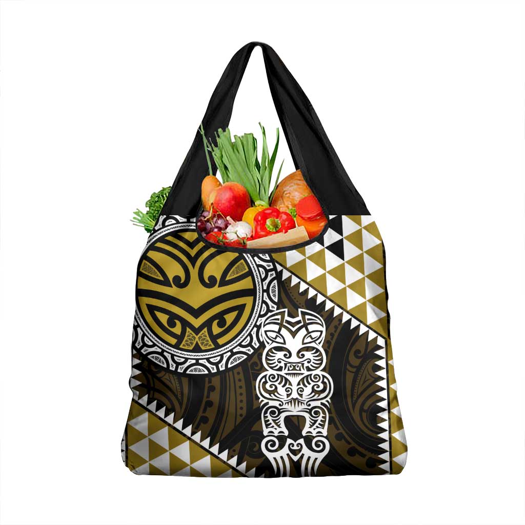 Yellow Aotearoa Niho Taniwha Grocery Bag Maori Mythology Tooth - Taniko Motifs LT14 1-pack One Size Yellow - Polynesian Pride