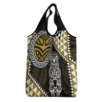 Yellow Aotearoa Niho Taniwha Grocery Bag Maori Mythology Tooth - Taniko Motifs LT14 - Polynesian Pride