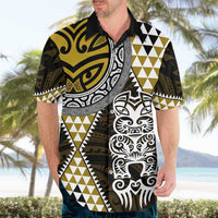 Yellow Aotearoa Niho Taniwha Hawaiian Shirt Maori Mythology Tooth - Taniko Motifs LT14 - Polynesian Pride