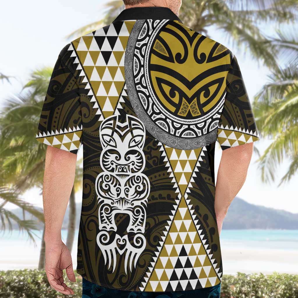 Yellow Aotearoa Niho Taniwha Hawaiian Shirt Maori Mythology Tooth - Taniko Motifs LT14 - Polynesian Pride