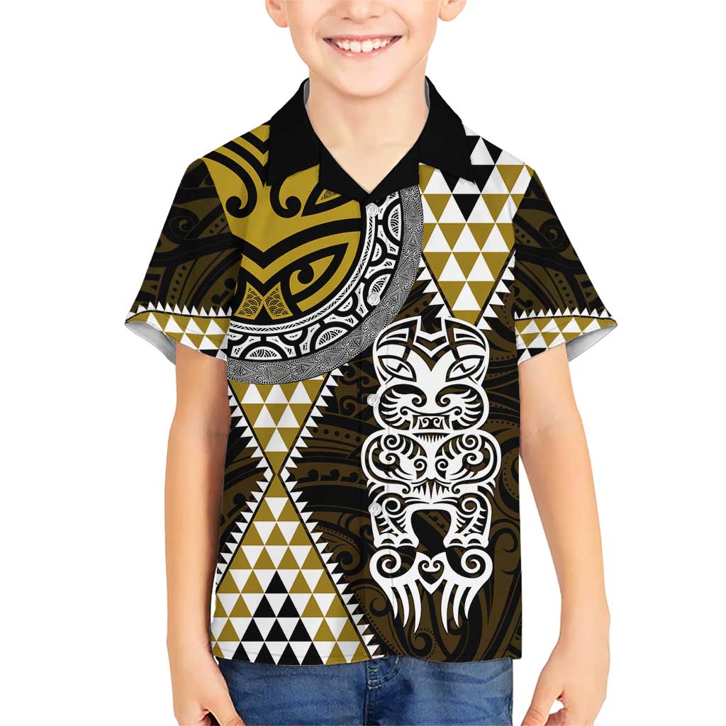 Yellow Aotearoa Niho Taniwha Hawaiian Shirt Maori Mythology Tooth - Taniko Motifs LT14 - Polynesian Pride