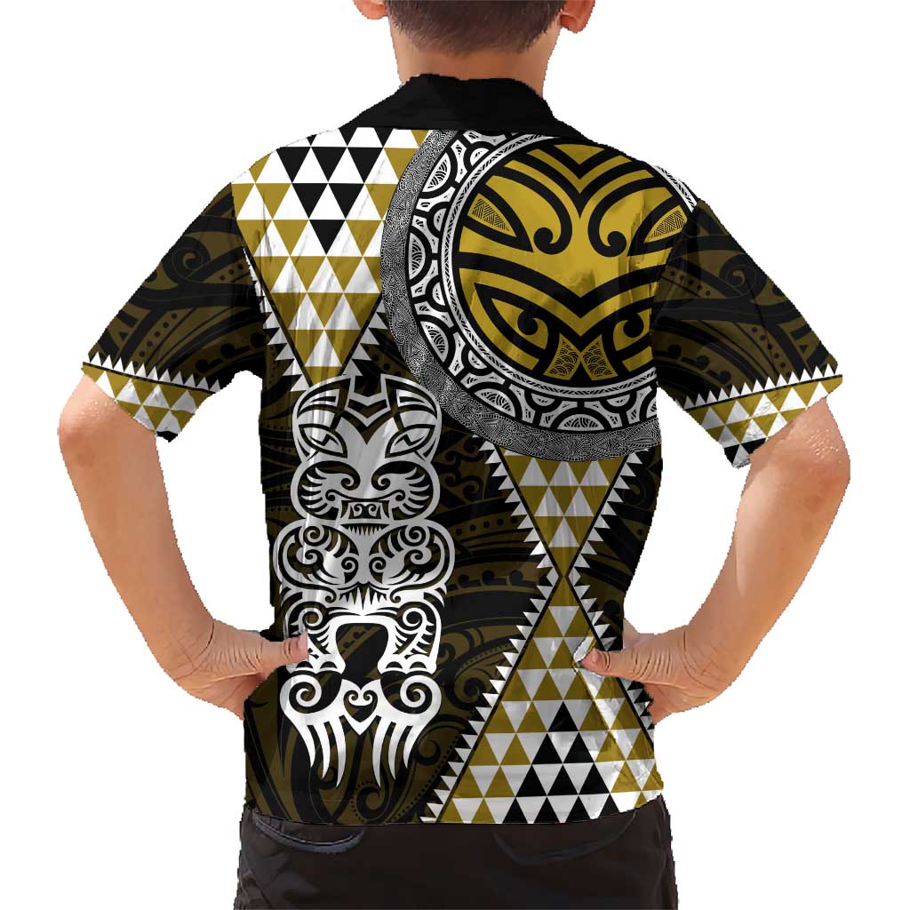Yellow Aotearoa Niho Taniwha Hawaiian Shirt Maori Mythology Tooth - Taniko Motifs LT14 - Polynesian Pride