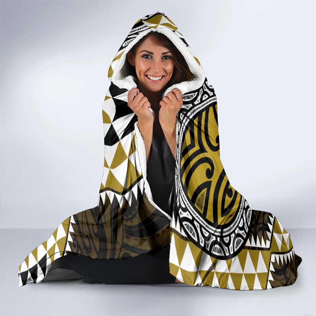 Yellow Aotearoa Niho Taniwha Hooded Blanket Maori Mythology Tooth - Taniko Motifs LT14 - Polynesian Pride