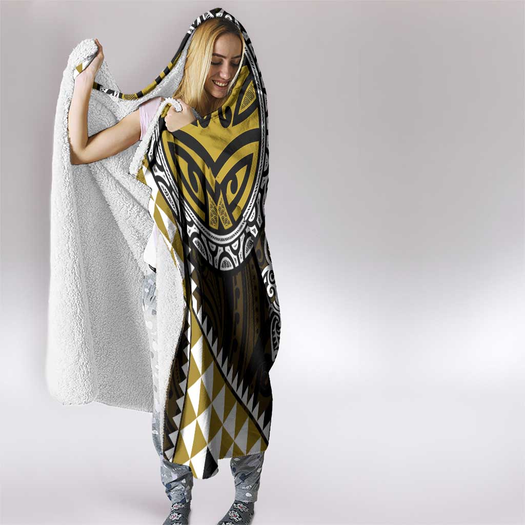 Yellow Aotearoa Niho Taniwha Hooded Blanket Maori Mythology Tooth - Taniko Motifs LT14 - Polynesian Pride