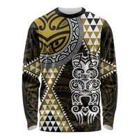 Yellow Aotearoa Niho Taniwha Long Sleeve Shirt Maori Mythology Tooth - Taniko Motifs LT14 Unisex Yellow - Polynesian Pride