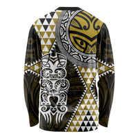 Yellow Aotearoa Niho Taniwha Long Sleeve Shirt Maori Mythology Tooth - Taniko Motifs LT14 - Polynesian Pride