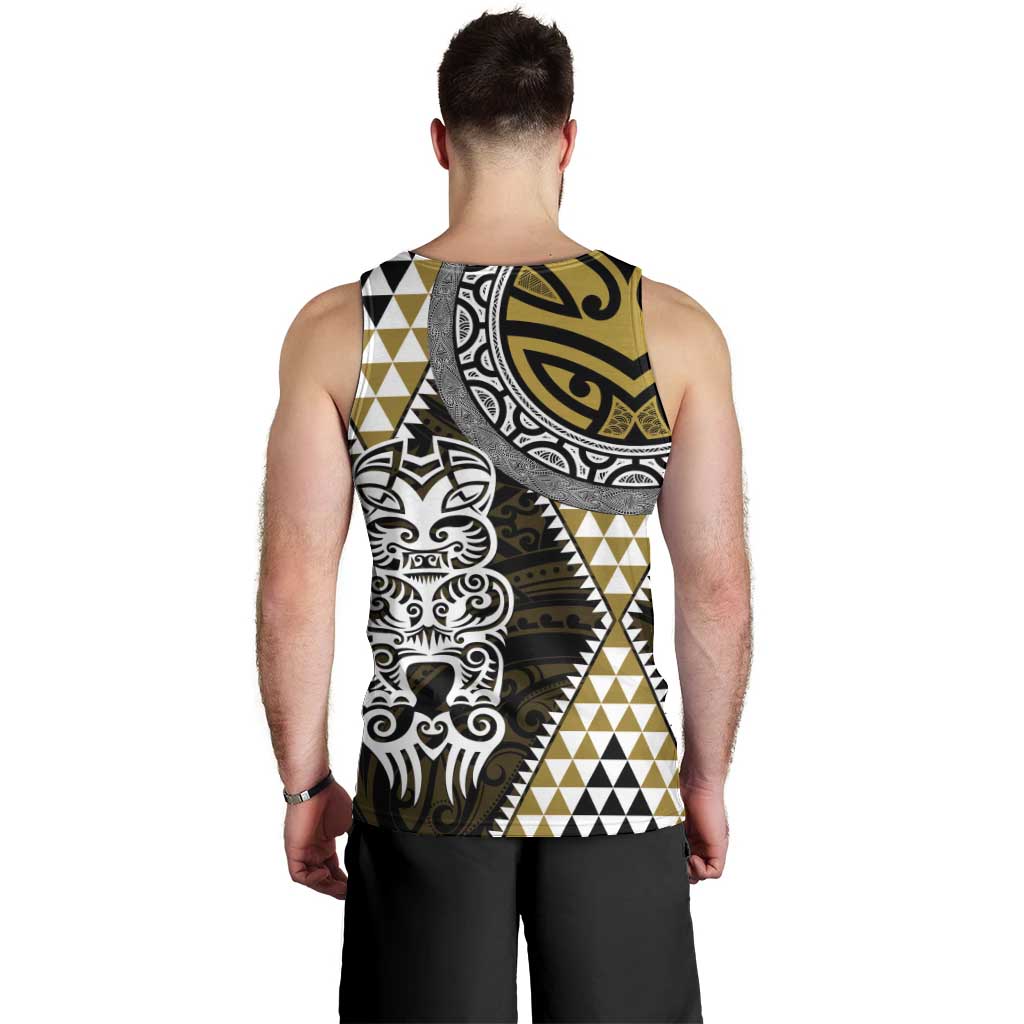 Yellow Aotearoa Niho Taniwha Men Tank Top Maori Mythology Tooth - Taniko Motifs LT14 - Polynesian Pride