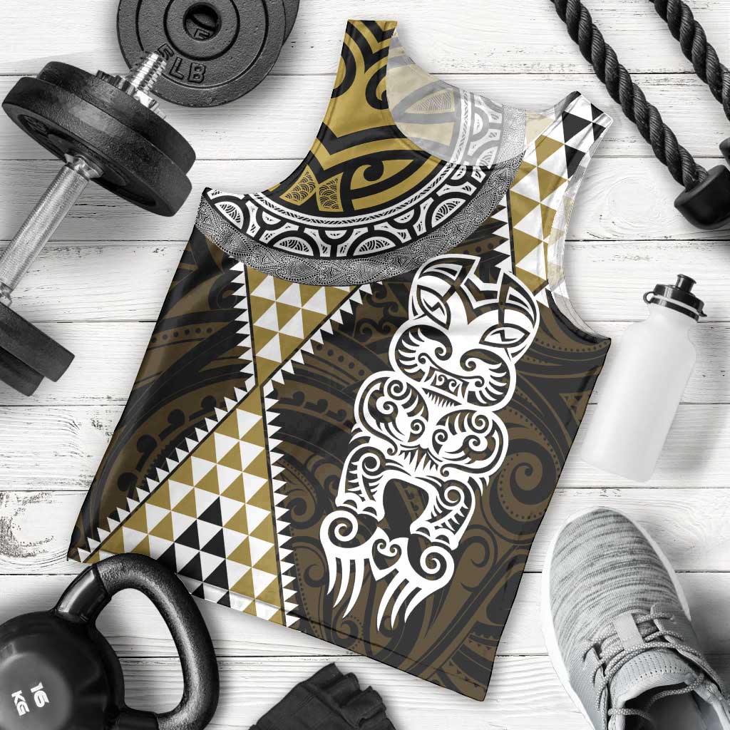 Yellow Aotearoa Niho Taniwha Men Tank Top Maori Mythology Tooth - Taniko Motifs LT14 - Polynesian Pride