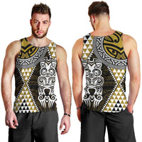 Yellow Aotearoa Niho Taniwha Men Tank Top Maori Mythology Tooth - Taniko Motifs LT14 - Polynesian Pride