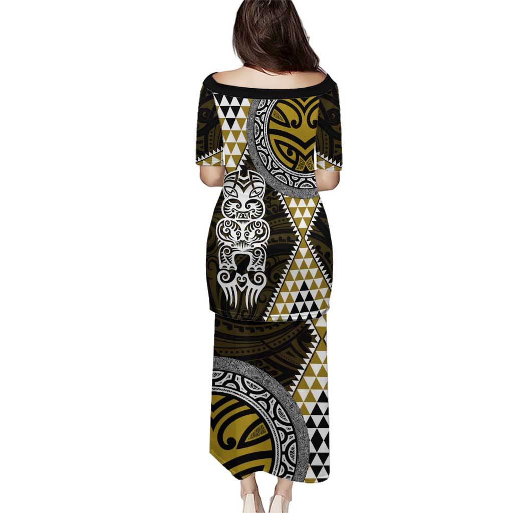 Yellow Aotearoa Niho Taniwha Puletasi Maori Mythology Tooth - Taniko Motifs LT14 - Polynesian Pride