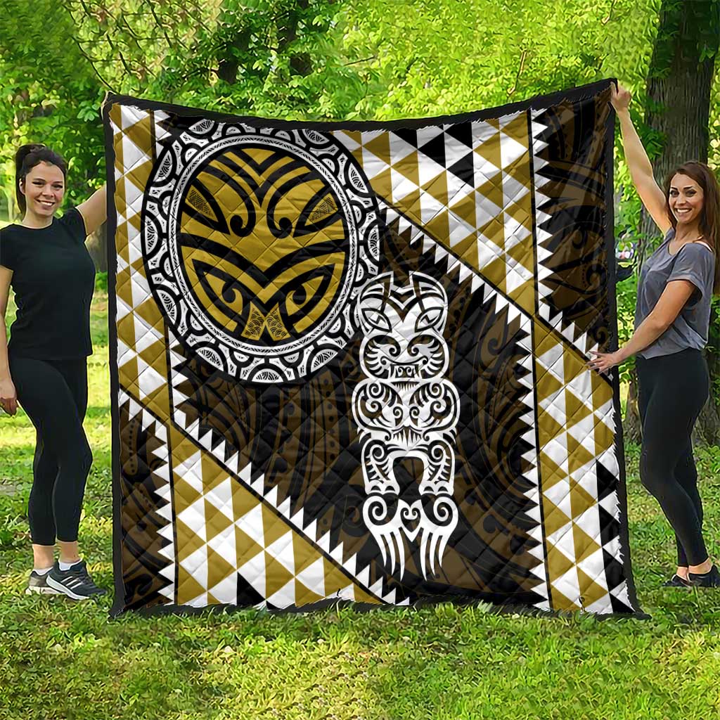 Yellow Aotearoa Niho Taniwha Quilt Maori Mythology Tooth - Taniko Motifs